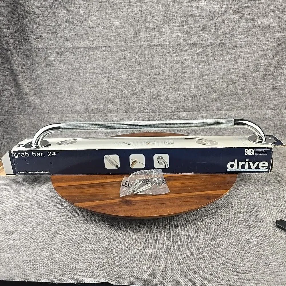 Drive Silver Chrome Knurled‎ Steel Wall Grab Bar 24